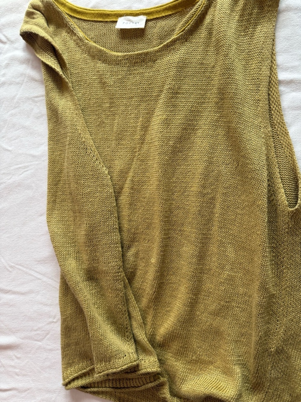 Poetry 100% Delave Linen Yellow Knit Sleeveless Tank size 16